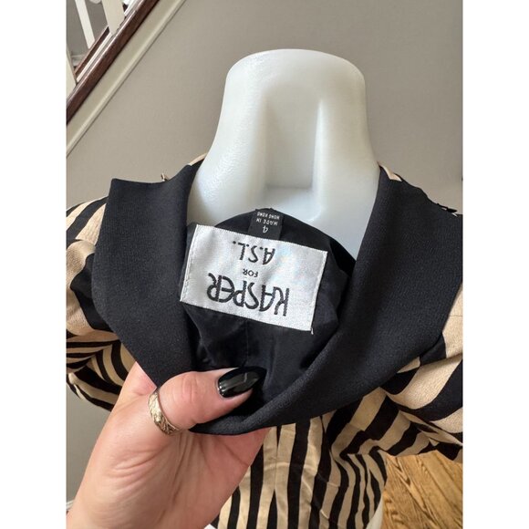 KASPER for ASL A.S.L. Vintage Striped Short Sleeve Shirt Jacket Blazer Size 4 - Picture 4 of 4